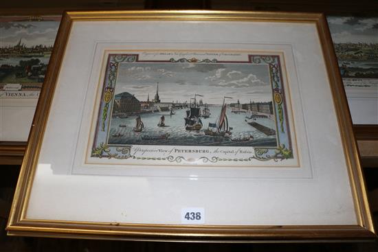 Three coloured engravings of European capitals